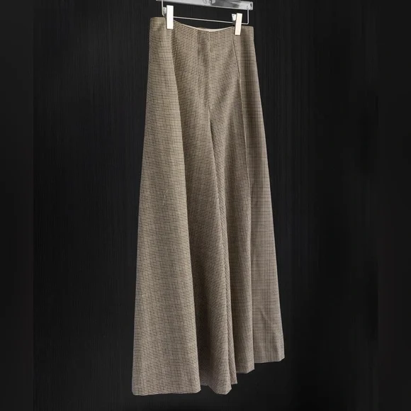 High Waist Plaid Wide Leg Pants Size M Brown Beige Vintage style